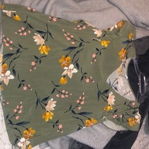 Green floral blouse